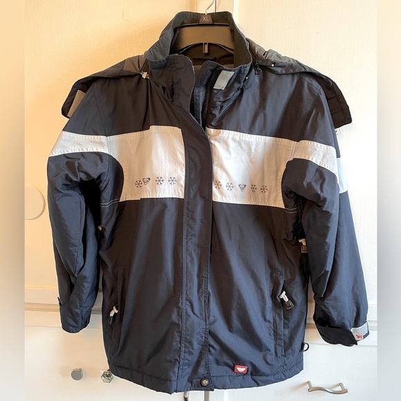 Roxy Insulated Waterproof Winter Jacket Removable Hoodie Velcro&Zipper Closure